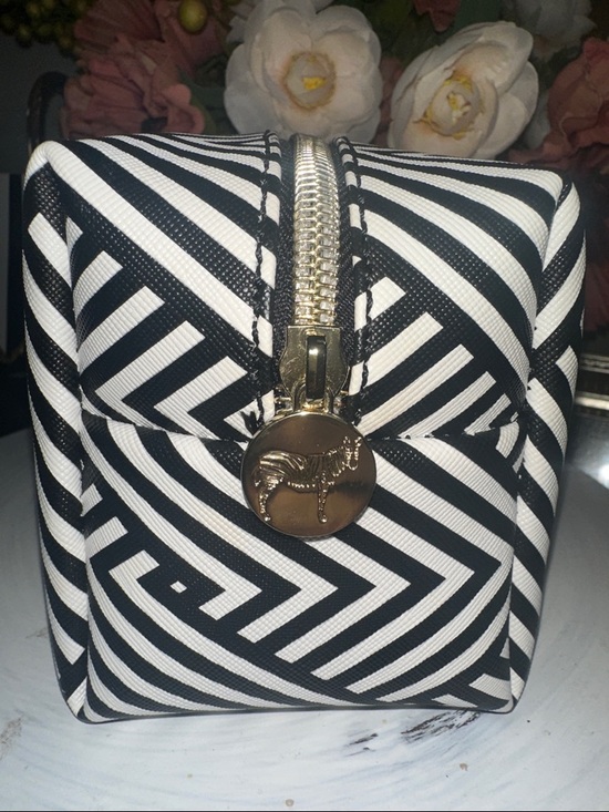 Dabney Lee Black and White Zebra Zigzag Cosmetic Bag NWOT - Picture 2 of 10